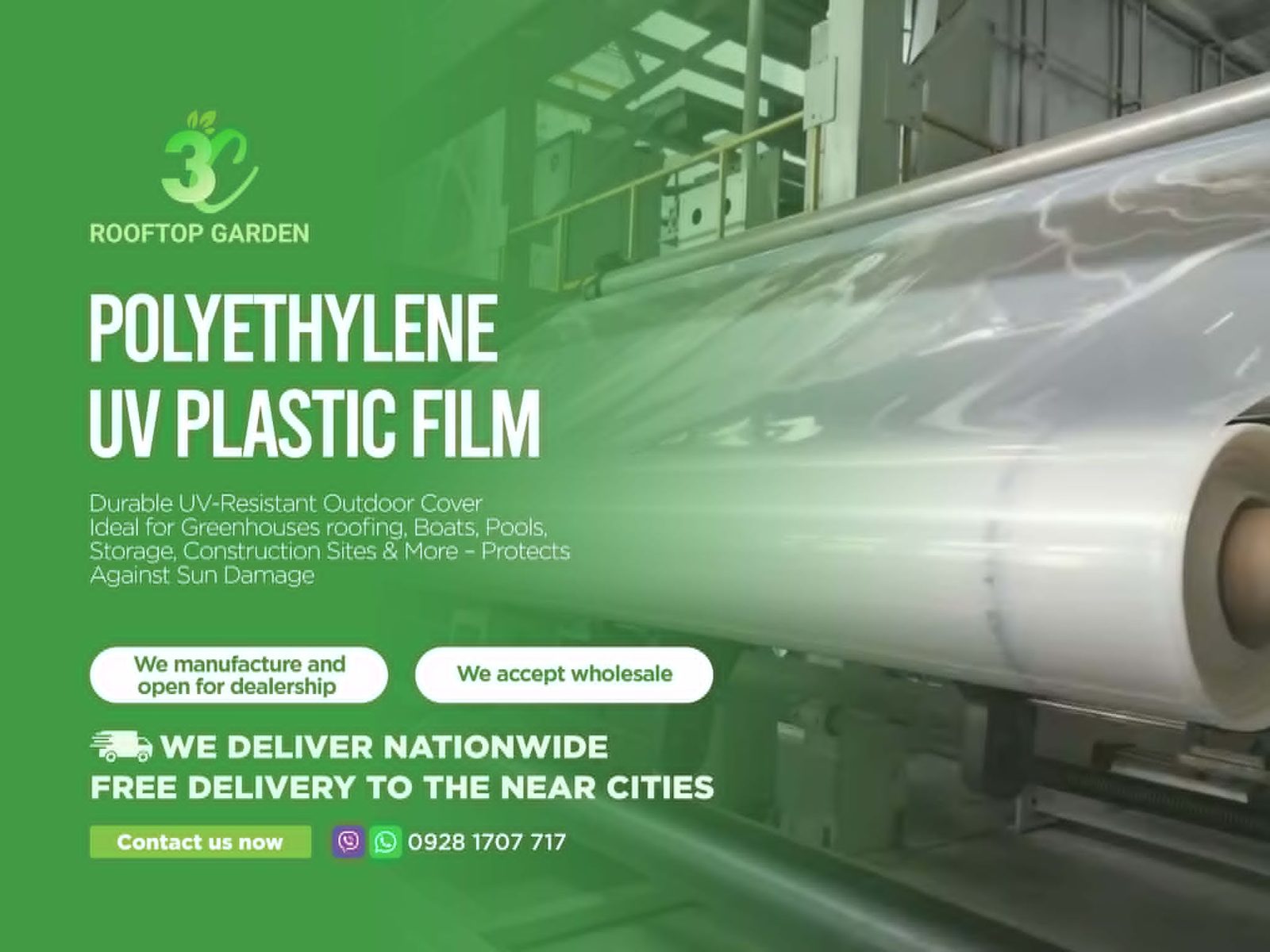 Polyethylene UV Plastic Film — durable UV-resistant greenhouse cover, delivered nationwide